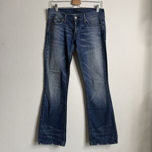 Levis 524 Jeans Juniors 7 Blue Med Wash Y2K Bootcut Too Superlow Low Rise Denim